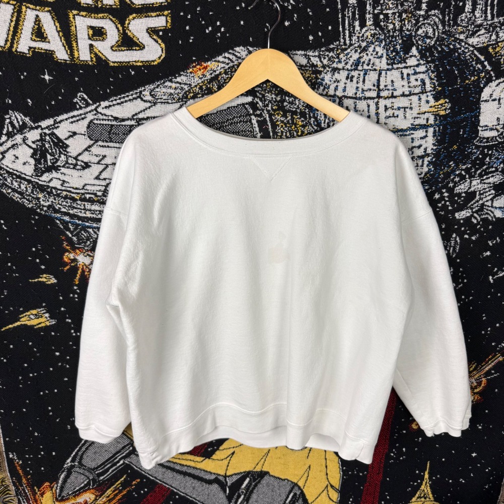 Vintage Hanes Her Way Sweatshirt White Crewneck Pullover XL Fleece 90s Solid